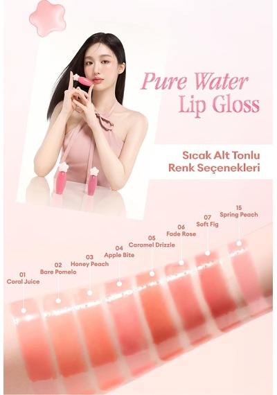 Nemlendirici Ve Besleyici, Dudak Parlatıcısı Pure Water Lip Gloss 15 Spring Peach