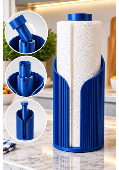 Modern Rulo Peçetelik 3d Tasarım Ürünü Yemek Masası Peçetelik Mavi Mavi