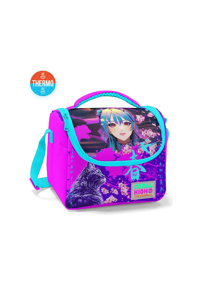 Coral High Kids Mor Pembe Anime Kedi Desenli Thermo Beslenme Çantası 11753