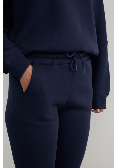 Fullamoda 3 İplik Basic Kapüşonlu Jogger Eşofman Takımı Lacivert