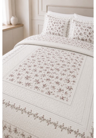 Gündelik Çeyizlik Hediyelik Kapitone Desenli Çift Kişilik / Battal Boy Yatak Örtüsü Takımı Seti 250x260 Örtü 50x70 2 Adet Yastık Kılıfı Larisa