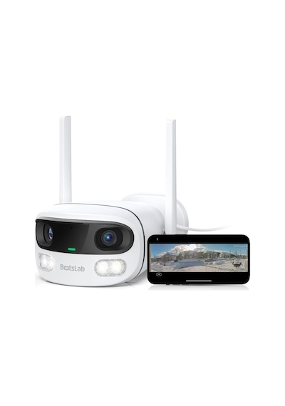 Botslab 4mp Çift Lens Wifi Dış Mekan Kamera, 170 Geniş Açı, Aı Takip, Renkli Gece Görüş, Ip66 Kamera Sistemi