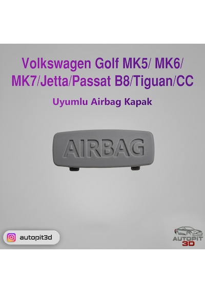 Volkswagen Golf Mk5/ Mk6/mk7/jetta/passat B8/tiguan/cc Uyumlu Airbag Kapak Gri