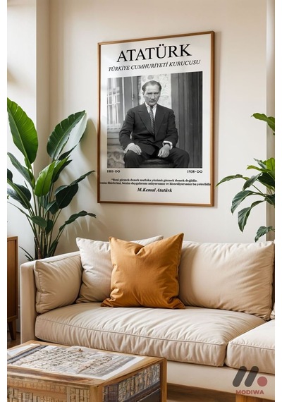 Atatürk Klasik Portre Posteri, Ahşap Çerçeveli Duvar Tablosu - Sevdiklerinize Özel Hediye