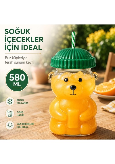 Sogud Cam Bardak - 580 Ml Pipetli Soğuk İçecek Bardağı - Borosili