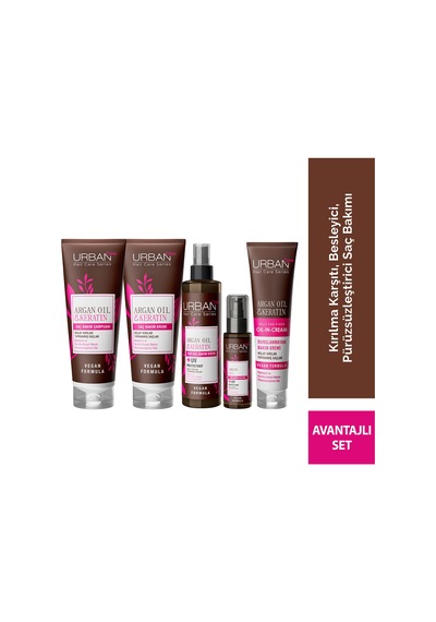 Argan Oil & Keratin Kolay Kırılan Yıpranmış Saçlara Özel Saç Bakım Seti-vegan