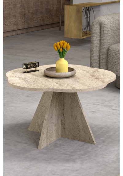 Çiçek Orta Sehpa Bej 70 Cm Çok Renkli