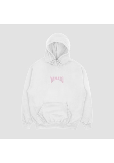 Unisex Beyaz Yamato Baskılı Hoodie Oversize Kapşonlu Sweatshirt Beyaz