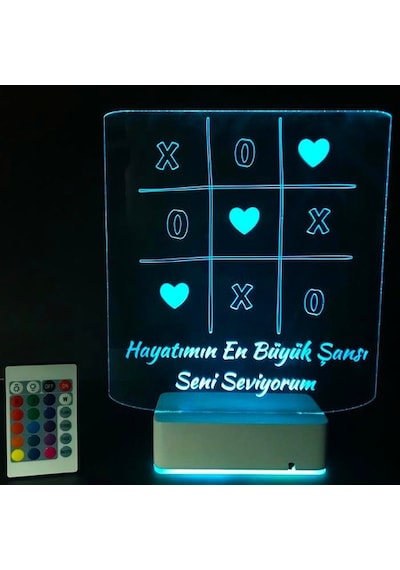 Sevgililer Gününe Özel 3D Aşk Oyunu Masaüstü Led Lamba