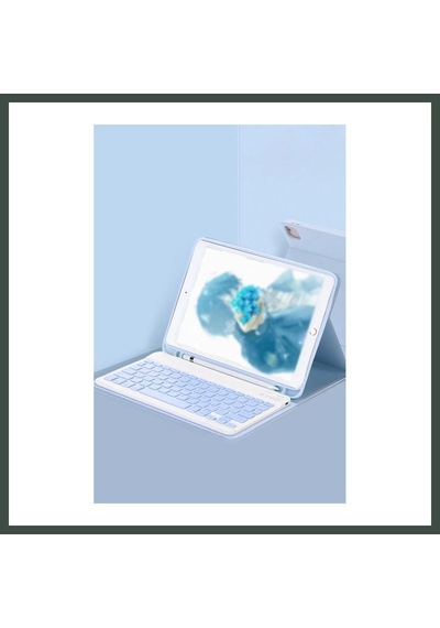 Bezos İpad Pro 11 2024 Kılıf Kc01 Smart Klavyeli Tablet Kılıfı - Açık Mavi Nhr