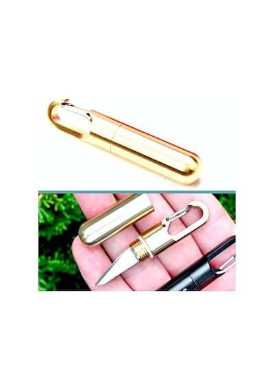 Omeniv Gold Kapsül Kamp Çakı Kamp Bıçak Maket Kamp Bıçağı Anahtarlık Outdoor Altın