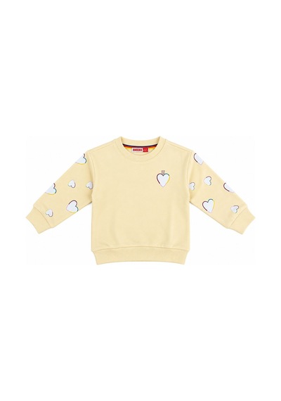 Haribo Kalp Desenli Life İs Sweet Baskılı Kız Çocuk Sweatshirt Krem