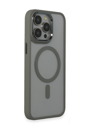 iPhone Uyumlu 15 Pro Max Uyumlu Kamera Korumalı Magsafe Şeffaf Kılıf Gri