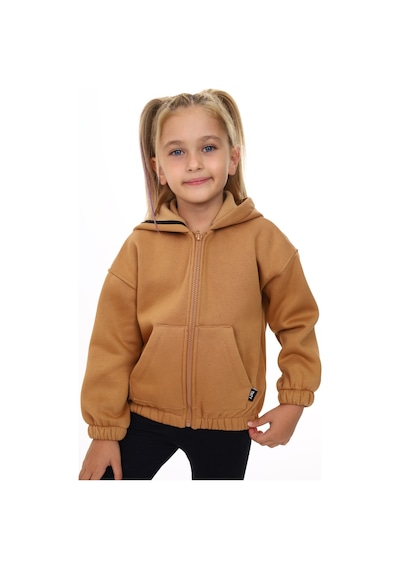 Toontoy Kız Çocuk Kapüşonlu Hırka Kahverengi