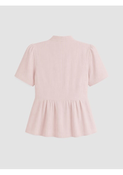 Lcw Comfort Pembe V Yaka %100 Pamuklu Peplum Bluz