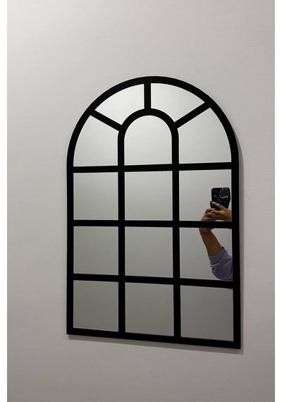 Pencere Ayna Siyah Renkli Mdf Üzeri Gümüş Aynalı Pleksi 40x60 Cm Siyah