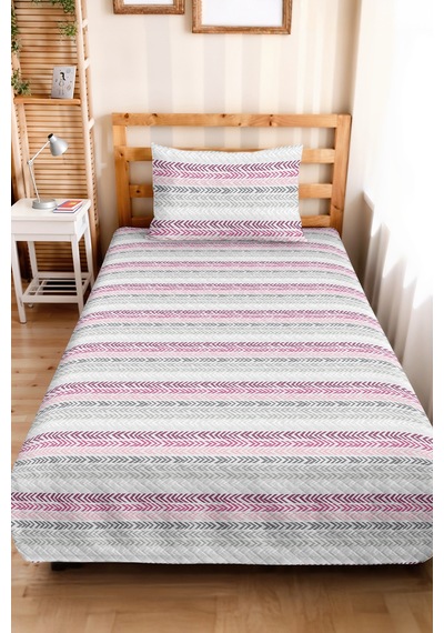 Nostaljik Geometrik Genç Odası Tek Kişilik Pike Takımı - Gri Zigzag 160x220 Cm Kapitone Yatak Örtüsü Dumanlı Kadife İzi