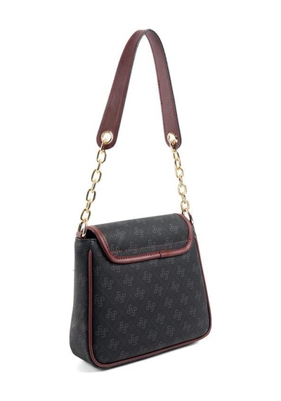Silver Polo Sp1147 Kadın Omuz Çantası Monogram Siyah-bordo