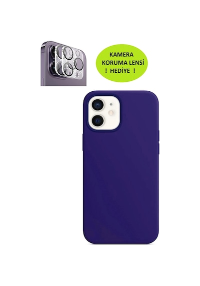 Apple Uyumlu iPhone 12 Ve 12 Pro Model Lansman Kılıf, İçi Kadife - Kamera Koruma Lensi Mor