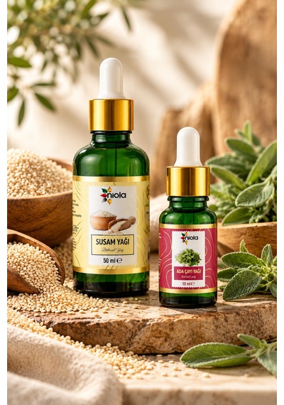 Susam Yağı 50 Ml + Adaçayı Yağı 10 Ml İkili Bitkisel Yağ Seti - 926847583