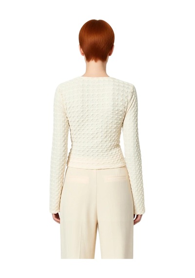 Ersefa Moda Kruvaze Örme Regular Düz Desen Casual Günlük Crop Uzun Kol B Bej