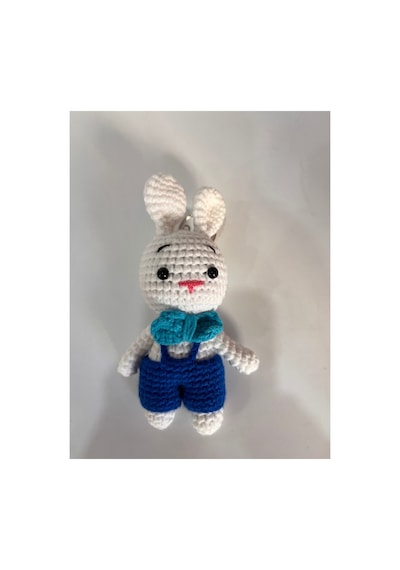 El Yapımı Amigurumi Tavşan Anahtarlık Mavi Mavi