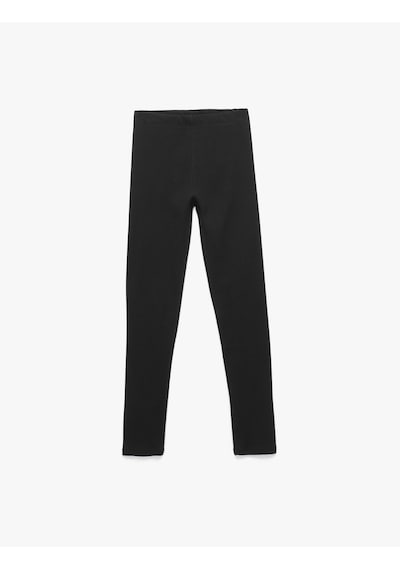 Koton Beli Lastikli Kaşkorse Pamuklu Ribanalı Basic Tayt Siyah 6wkg40017ak Siyah