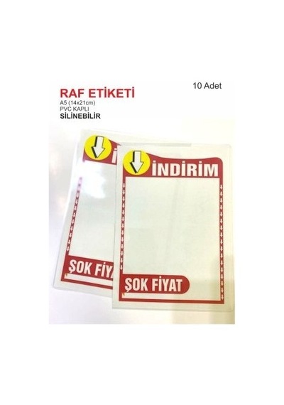 Silinebilir Pvc Kaplamalı A5 14X20 cm Indirim Etiketi Raf Önü Eti