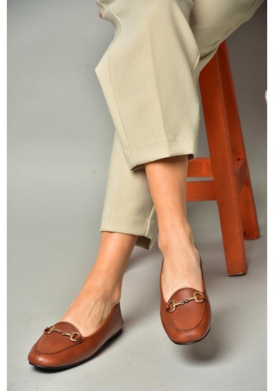 Fox Shoes R667001403 Taba Hakiki Deri Babet Taba