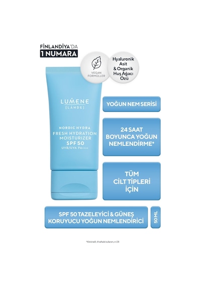 Spf50 Güneş Koruyucu Nemlendirici Tazeleyici Krem, 50 Ml, Tüm Cilt Tipleri Için