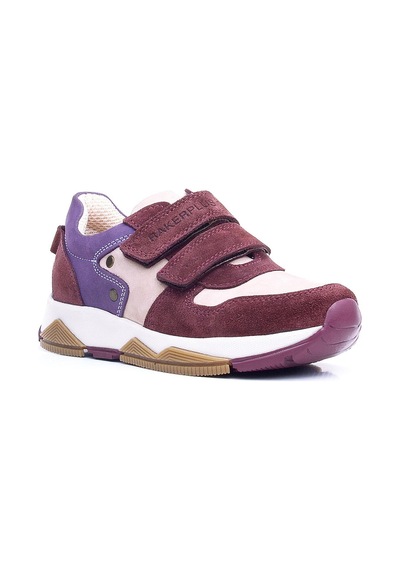 Rakerplus Hakiki Deri Bordo Pembe Metal Detaylı Kız Çocuk Sneakers Ayakkabı Bordo