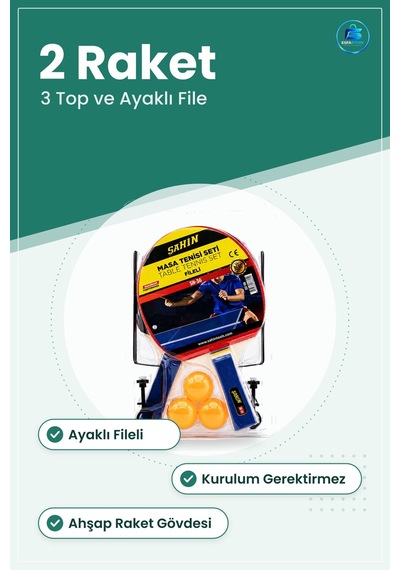 Masa Tenisi Seti 2 Raket 3 Top Ayaklı Fileli Pinpon Ev Okul Bahçe