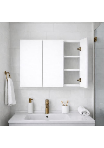 Üç Kapaklı Banyo Dolabı Beyaz