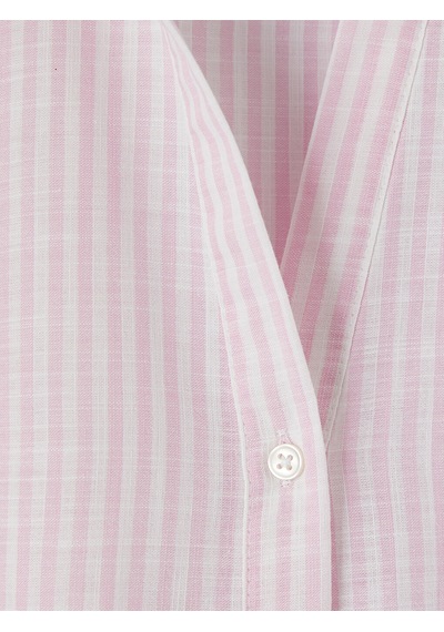 Lcw Vision Pembe Çizgili Oversize Poplin Kadın Gömlek