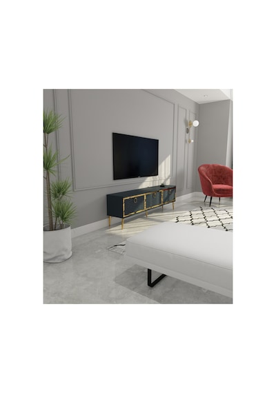 Rami 150 Cm Tv Ünitesi Tv Sehpası Antrasit-altın Antrasit-altın