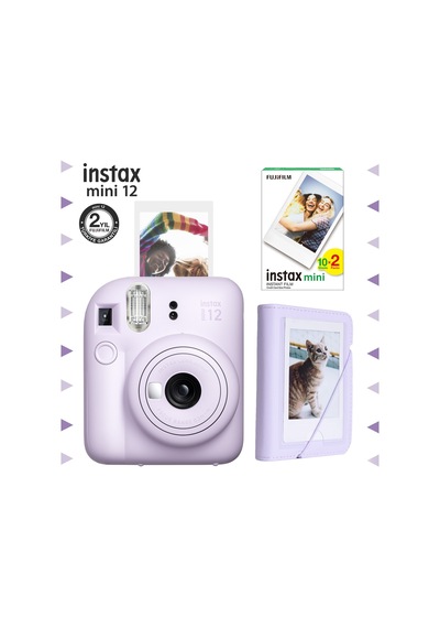 Fujifilm Instax Mini 12 Fotoğraf Makinesi + 20'li Film + Mini Albüm Lila