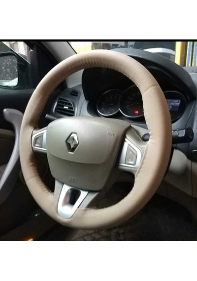 Gürler Dikmeli Direksiyon Kılıfı Deri Dikme Terletmez Bej Renk