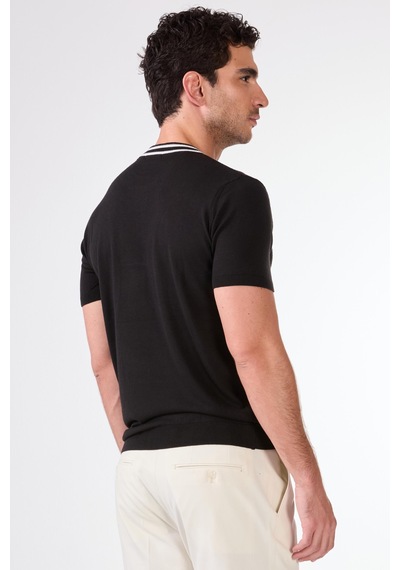 Dufy Erkek Slim Fit Bisiklet Yaka Siyah Triko-25595