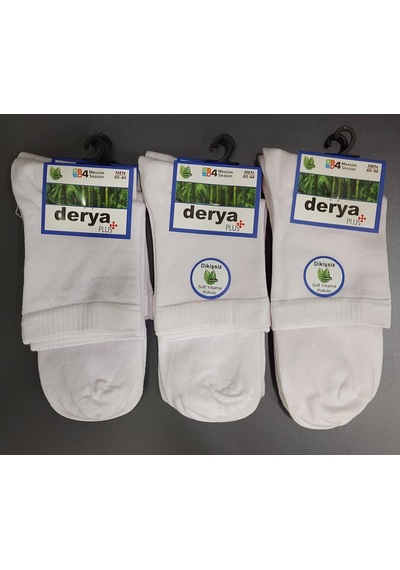 Derya Erkek Bambu Kısa Konç Çorap 6 Adet Beyaz