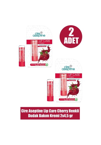 Cire Aseptine Lip Care Cherry Renkli Dudak Bakım Kremi 4,5 Gr 2 Adet