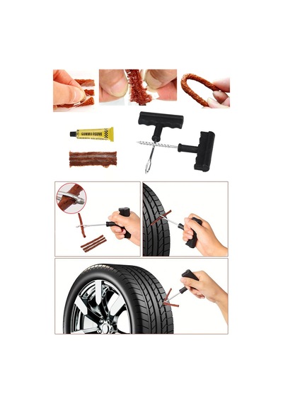 Tekerlek Tamir Kiti Dış Lastik Araba Motorsiklet Otomobil Bisiklet Scooter Lastik Tamir Fitil Seti Siyah - 698662007 Siyah