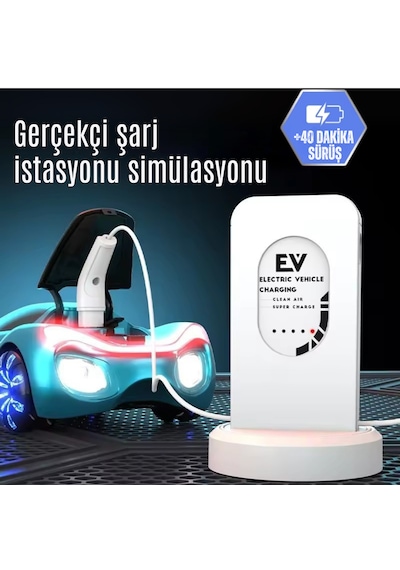Oyuncak Uzaktan Kumandalı Şarjlı Elektrikli Araba 4x4 Şarj İstasyonlu Led Işıklı Sesli Müzikli Rc Mavi