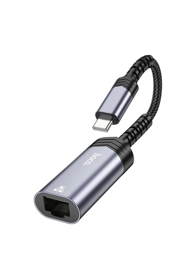 Hoco. Ua26 Tak Çalıştır Type-c To Rj45 100 Mbps Ethernet Dönüştürücü - Gri