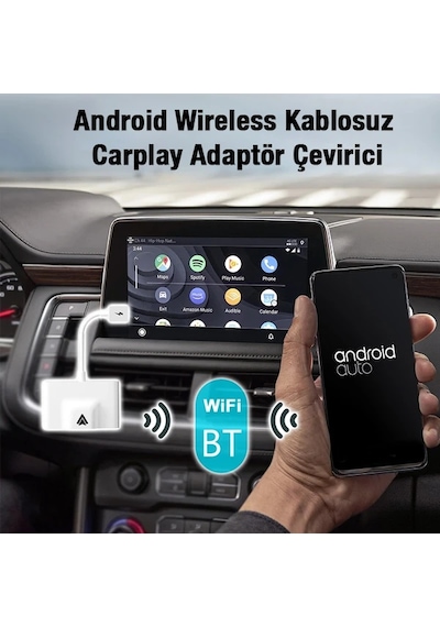 Ally Usb+type-c Android Kablosuz Carplay Adaptör Çevirici - Youtube Netflix Tiktok Video Yansıtıcı- 5775 Beyaz