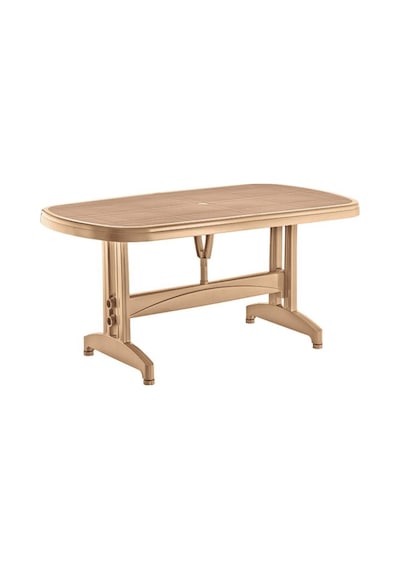 Omnipazar Irk-hm100 Oval Köşe Plastik Dikdörtgen Masa 90x150 Cm Krem
