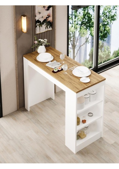 Shelfy Bar Raflı Yemek Masası Safir Meşe Safir Meşe