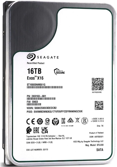 Seagate Exos X16, St16000nm001g, 3.5&quot , 16tb, 256mb, 7200 Rpm, 7/24 Enterprise, Data Center-güvenlik-nas-server, Hdd