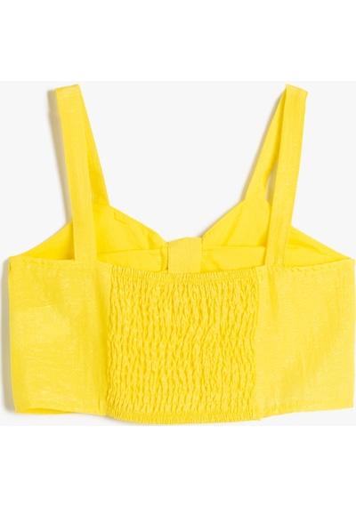 Koton Crop Üst Askılı Dokulu Önden Bağlamalı Parlak Sarı 3skg60045aw 3SKG60045AW161 Sarı