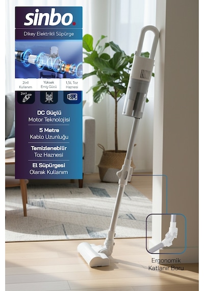 Sinbo SVC-8629 Kablolu Dikey Elektrikli Süpürge