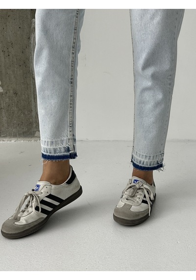 Blue Marlın Kadin Buz Kar Paça Söküm Mom Jeans Mavi